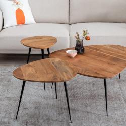 S/3 MESA CENTRO NATURAL MADERA-METAL 86 X 81 X 43 CM