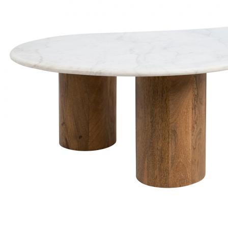 MESA CENTRO BLANCO-NATURAL MÁRMOL/MADERA 135 X 80 X 35 CM