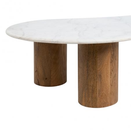 MESA CENTRO BLANCO-NATURAL MÁRMOL/MADERA 135 X 80 X 35 CM