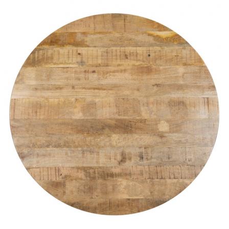 MESA COMEDOR NATURAL-NEGRO MADERA-HIERRO 150 X 150 X 77 CM