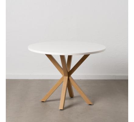 MESA COMEDOR BLANCO-NATURAL DM-METAL 100 X 100 X 76 CM