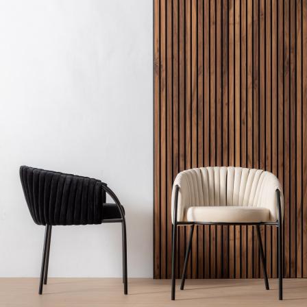 SILLA NEGRO TEJIDO-METAL SALÓN 60 X 49 X 70 CM