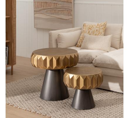 MESA CENTRO ORO-NEGRO METAL SALÓN 49 X 49 X 45,50 CM