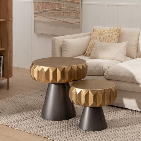 MESA CENTRO ORO-NEGRO METAL SALÓN 49 X 49 X 45,50 CM