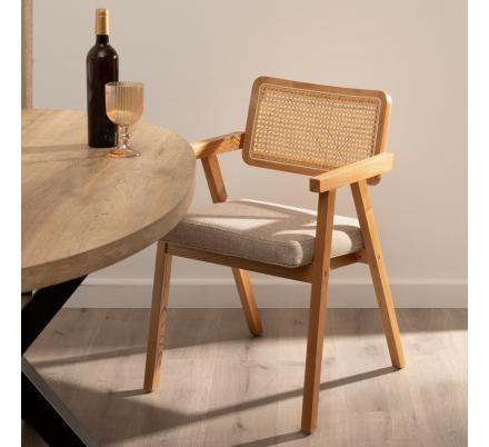 SILLA BRAZOS NATURAL MADERA / FIBRA 56 X 55 X 81 CM