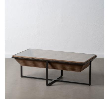 MESA CENTRO NATURAL-NEGRO MADERA-METAL 120 X 60 X 43,50 CM