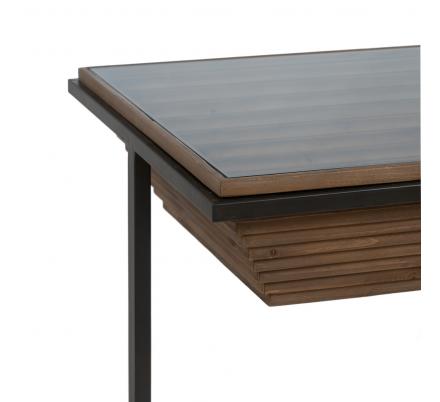 MESA CENTRO NATURAL-NEGRO MADERA-METAL 120 X 60 X 43,50 CM