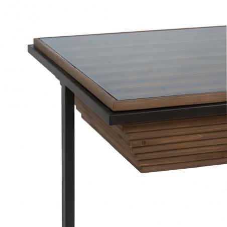 MESA CENTRO NATURAL-NEGRO MADERA-METAL 120 X 60 X 43,50 CM