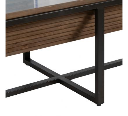MESA CENTRO NATURAL-NEGRO MADERA-METAL 120 X 60 X 43,50 CM