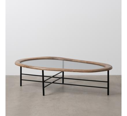 MESA CENTRO NATURAL-NEGRO MADERA-METAL 120 X 69 X 33 CM