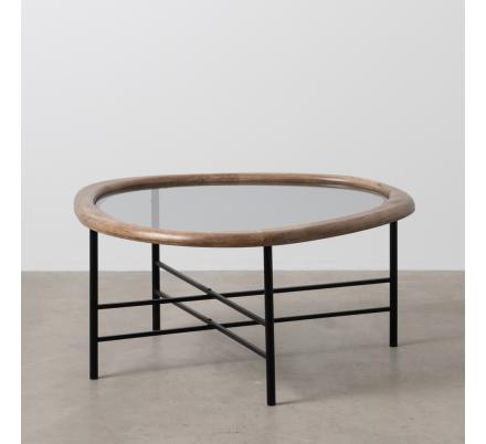 MESA CENTRO NATURAL-NEGRO MADERA-METAL 76 X 81 X 38 CM
