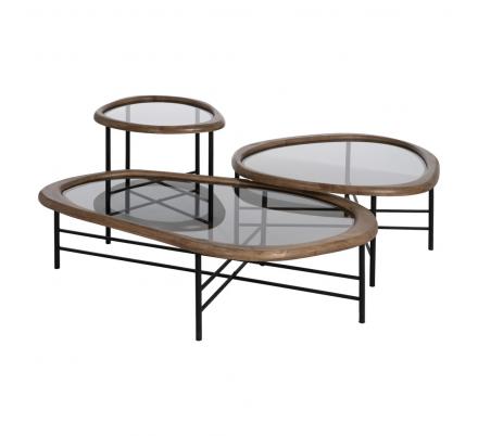 MESA CENTRO NATURAL-NEGRO MADERA-METAL 76 X 81 X 38 CM
