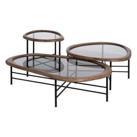 MESA CENTRO NATURAL-NEGRO MADERA-METAL 76 X 81 X 38 CM