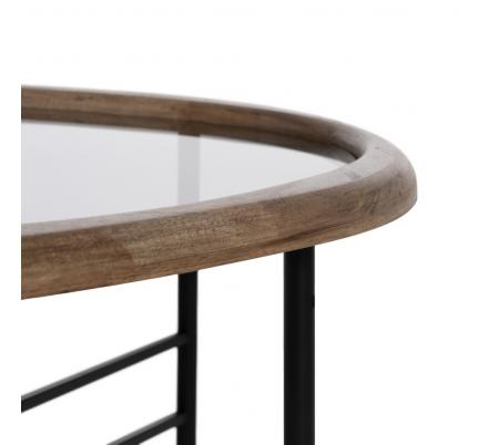 MESA CENTRO NATURAL-NEGRO MADERA-METAL 76 X 81 X 38 CM