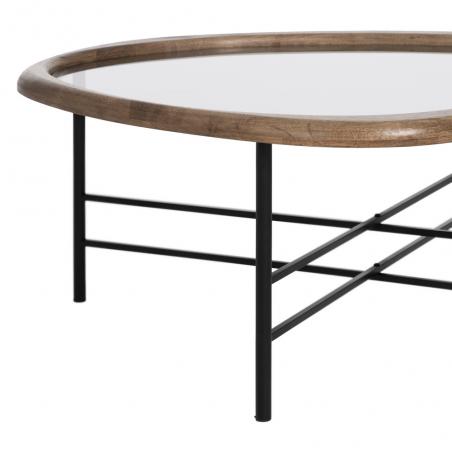 MESA CENTRO NATURAL-NEGRO MADERA-METAL 76 X 81 X 38 CM