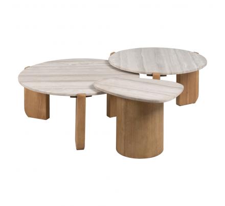 MESA CENTRO NATURAL-BLANCO MÁRMOL/MADERA 72,50 X 70 X 40 CM