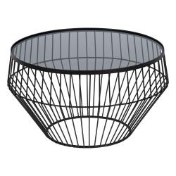 S/2 MESA CENTRO NEGRO METAL-CRISTAL 73 X 73 X 40 CM