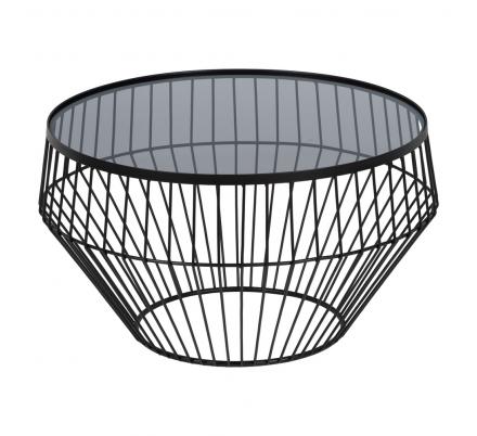 S/2 MESA CENTRO NEGRO METAL-CRISTAL 73 X 73 X 40 CM
