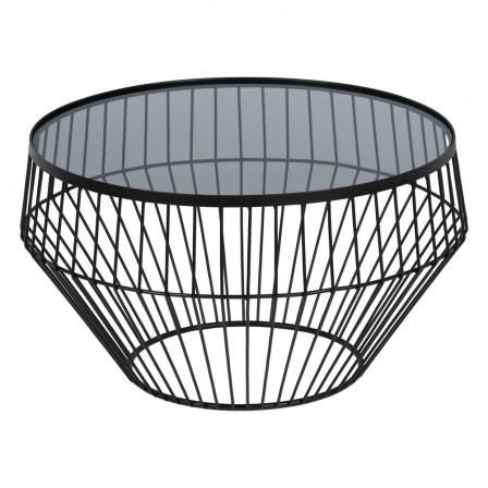 S/2 MESA CENTRO NEGRO METAL-CRISTAL 73 X 73 X 40 CM