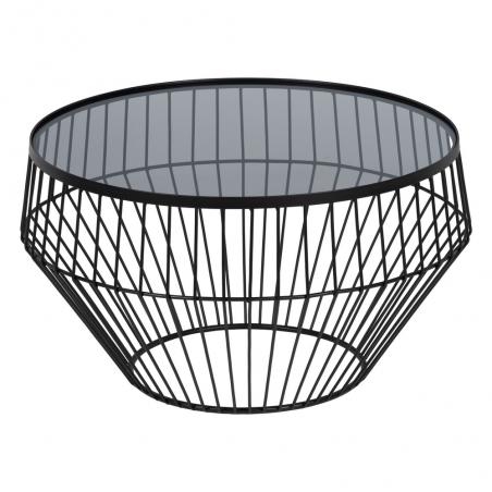 S/2 MESA CENTRO NEGRO METAL-CRISTAL 73 X 73 X 40 CM