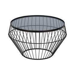 S/2 MESA CENTRO NEGRO METAL-CRISTAL 73 X 73 X 40 CM