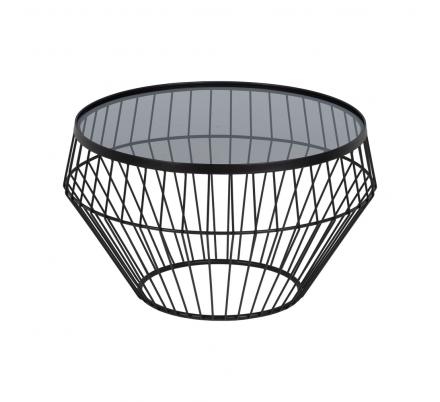 S/2 MESA CENTRO NEGRO METAL-CRISTAL 73 X 73 X 40 CM
