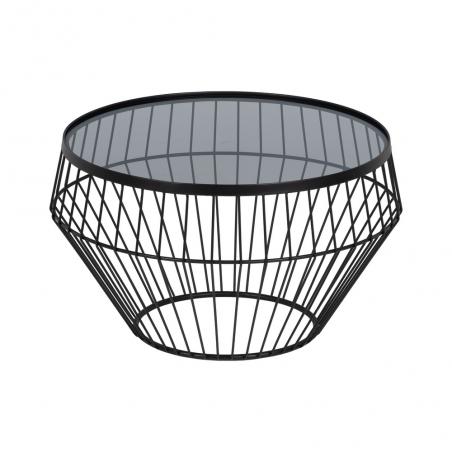 S/2 MESA CENTRO NEGRO METAL-CRISTAL 73 X 73 X 40 CM