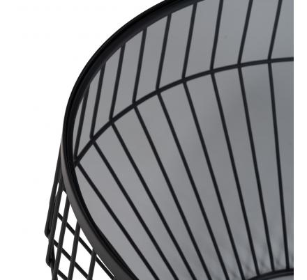 S/2 MESA CENTRO NEGRO METAL-CRISTAL 73 X 73 X 40 CM