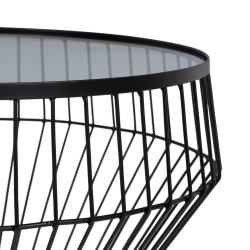 S/2 MESA CENTRO NEGRO METAL-CRISTAL 73 X 73 X 40 CM