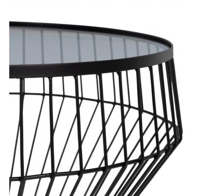 S/2 MESA CENTRO NEGRO METAL-CRISTAL 73 X 73 X 40 CM