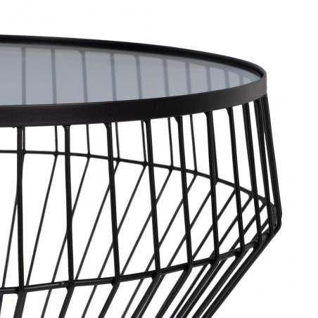 S/2 MESA CENTRO NEGRO METAL-CRISTAL 73 X 73 X 40 CM