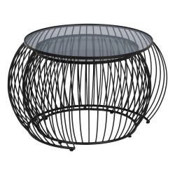 S/2 MESA CENTRO NEGRO METAL-CRISTAL 89 X 80 X 51 CM