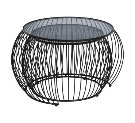 S/2 MESA CENTRO NEGRO METAL-CRISTAL 89 X 80 X 51 CM