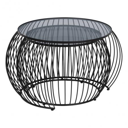 S/2 MESA CENTRO NEGRO METAL-CRISTAL 89 X 80 X 51 CM