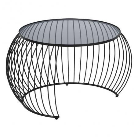 S/2 MESA CENTRO NEGRO METAL-CRISTAL 89 X 80 X 51 CM