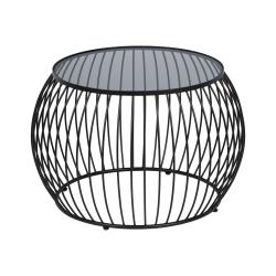 S/2 MESA CENTRO NEGRO METAL-CRISTAL 89 X 80 X 51 CM
