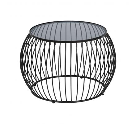S/2 MESA CENTRO NEGRO METAL-CRISTAL 89 X 80 X 51 CM