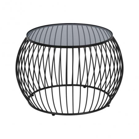 S/2 MESA CENTRO NEGRO METAL-CRISTAL 89 X 80 X 51 CM