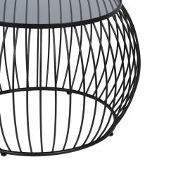 S/2 MESA CENTRO NEGRO METAL-CRISTAL 89 X 80 X 51 CM