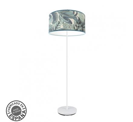 Pie De Salon Argel 1xe27 Blanco/hoja Azul 163x40x40 Cm