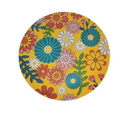 PLATO AMARILLO FLORES  25CM