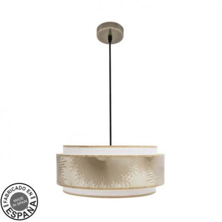 Colgante Nepal 3P 1xe27 Cuero/blanco/oro Regx40x40 Cm