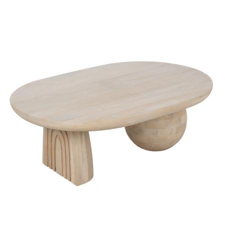 MESA CENTRO BLANCO MADERA DE MANGO SALÓN 107 X 71 X 38 CM