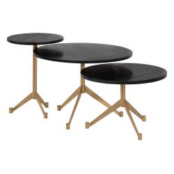 MESA CENTRO NEGRO-ORO HIERRO / MÁRMOL 55 X 55 X 38 CM