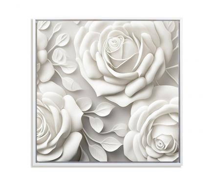 LIENZO 40 x 40 ROSAS BLANCAS