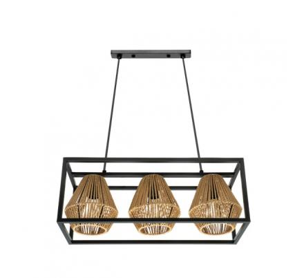 Lampara Tutti Negro/natural 3xe27 Regx53x20,5 Cm Rattan