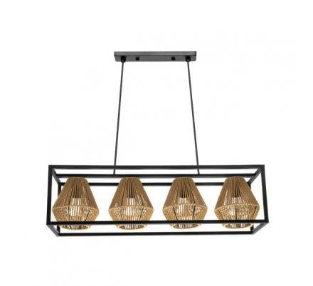 Lampara Tutti Negro/natural 4xe27 Regx75x20,5 Cm Rattan