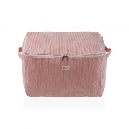 CAJA ALMACENAMIENTO CORDUROY ROSA  M