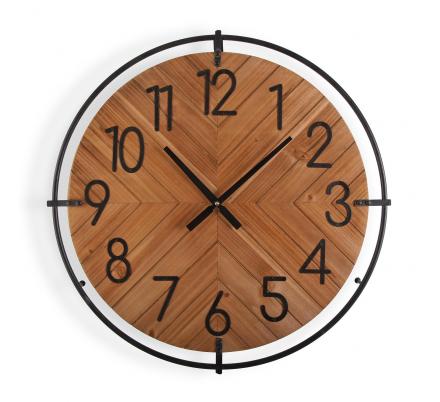 RELOJ PARED MADERA Y MET 60 CM