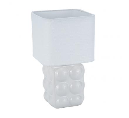 LAMPARA CON BASE BLANCA Y TULIPA CUADRADA